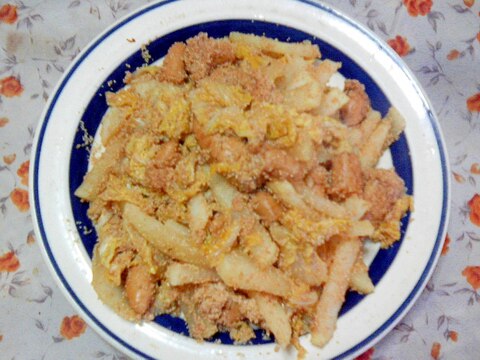 たらこ煮と白菜と大根の炒め物